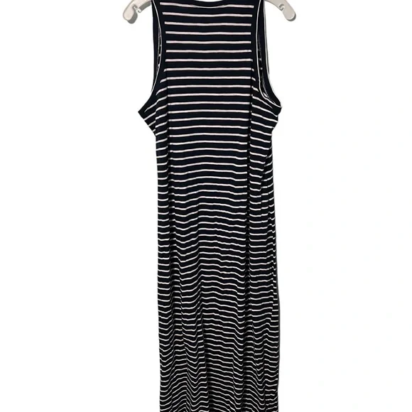 Untuckit Navy Blue And White Striped Maxi Sleeveless Dress Size Large - Picture 2 of 4